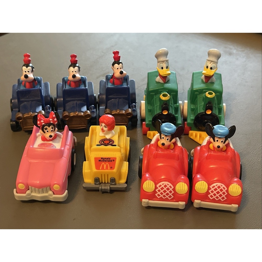 McDonald's Happy Meal Toy Pull Back Pullback Train Cars Disney 1988 Lot Of 9